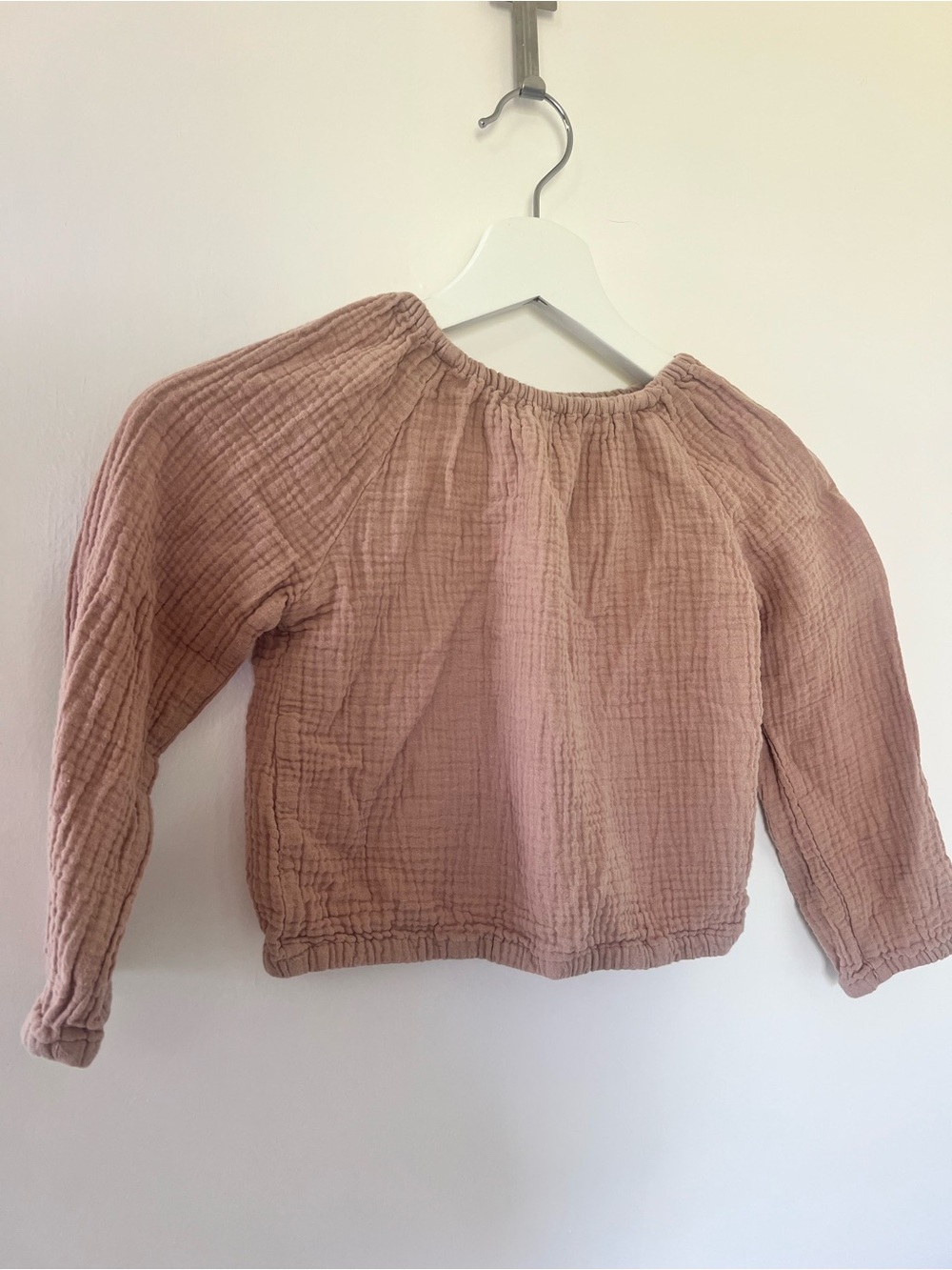 Girls' Blush Pink Gauzy Long-Sleeve Top